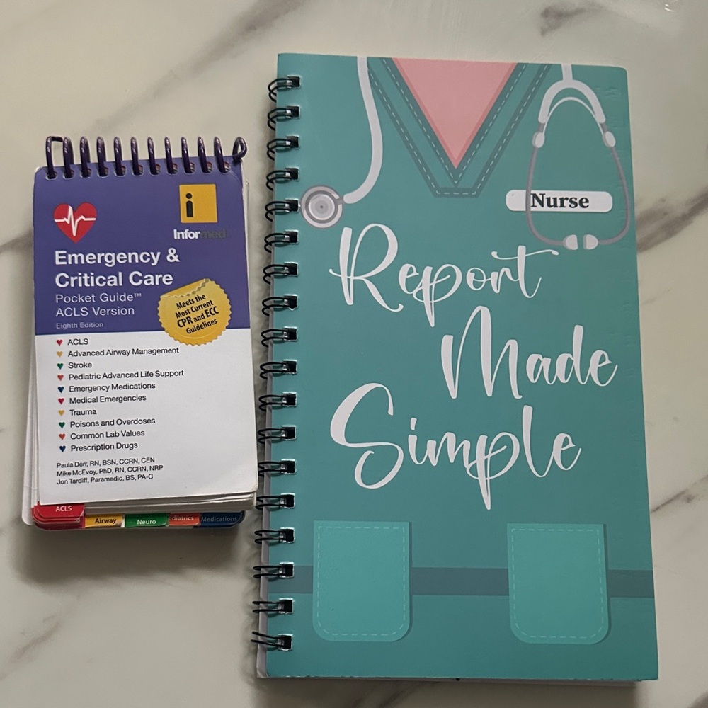 Set of 2 Nurse Books; Report Made Simple Notebook and ER/Critical Care Book